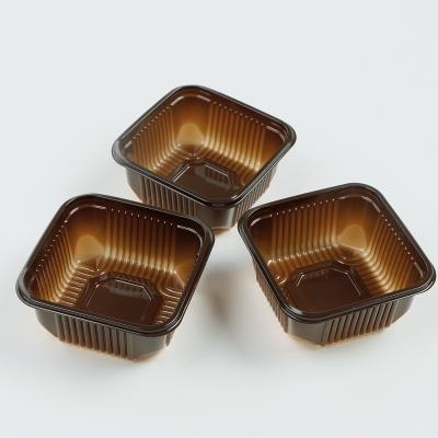 China Disposable Luminous Transparent Plastic Candy Box Square Brown Plastic Individual Mooncake Box for sale