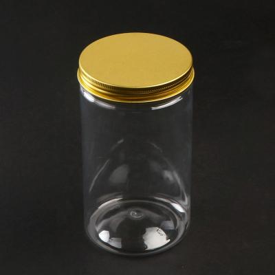 China Clear appearance storage stackable plastic jar with aluminum lid in convenient size perfect for bakery food packaging and cosmetic organization for sale