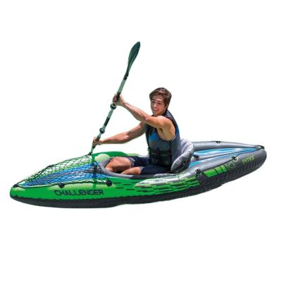 China River / Pool / Lake Floating Intex 68305 Challenger K1 One Person Inflatable Kayak Kit With Oar And Pump for sale