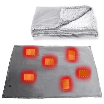 China Warm and Soft Heated Blanket USB Therapy Outdoor Portable Heated Throw Blanket Heating Flannel Camper Blanket for sale