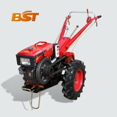 China Hotels TONLINE 8hp 10hp 12hp 13hp 101 Chassis 2WD Farm Equipment Handheld Walking Tractor with Electric Start and Water Cooling for sale