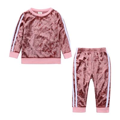 China Spring Autumn Clothes Children Casual Kids Girls Tracksuits Sports Suit Fleece Jacket Set Baby Boy Dressing Sets for sale