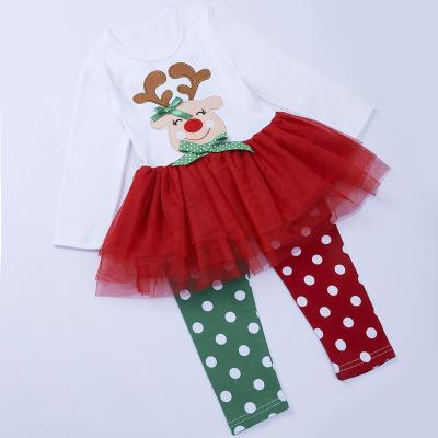 China Xams Casual Cute Baby Reindeer Outfits T-shirt Top+ Dot Pants Leggings Clothes Toddler Kids Baby Girls Christmas Overall Tutu Sets for sale