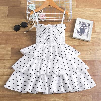 China Breathable 2-7 Years Girls Dresses 2021 Summer Dot Spaghetti Strap Princess Layered Cake Dress Children Clothing Kids Clothes Girl Dress for sale