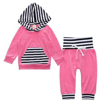 China Breathable Spring Autumn Style Infant Clothes Clothing Sets Striped Suit 2pcs Baby Hoodie Top+Pants Pants Outfit Set for sale