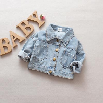 China Anti-wrinkle children's denim jacket coat 2019 new Autumn Kids Fashion Outerwear Baby boy girl jeans coat for sale