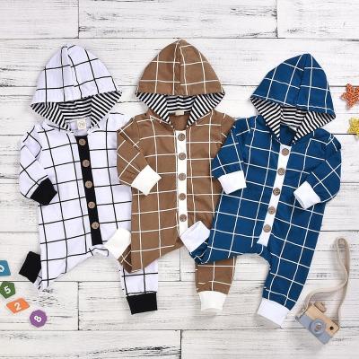 China 2020 Autumn Clothing Spring Kids Casual Hooded Solid Overalls Long Sleeve Baby Boys Girls Rompers Checks Clothes Outfits for sale