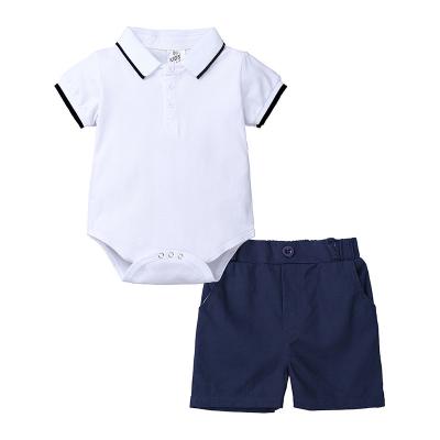 China Anti-wrinkle Baby Preppy Style Clothes Sets Newborn Outfits Baby Boy Polo Jumpsuit Boy Rompers + Shorts Baby Clothing Sets for sale