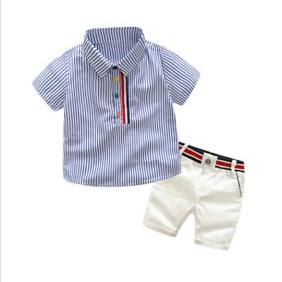 China 2020 Summer Boys Casual Fashion Clothes Sets Kids Striped Short Sleeve Shirt+Shorts 2 Pcs Suit Gentleman Clothes For Kids for sale