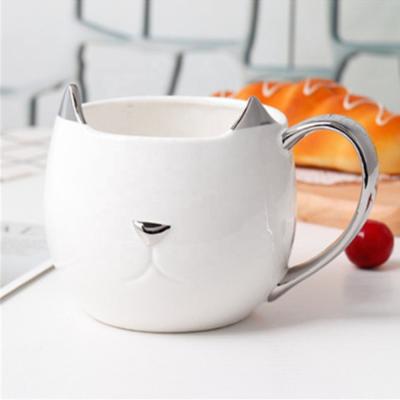 China Viable black and white creative cup of Cat Couple Mug 3D Cat Ear Ceramic Mug European for sale