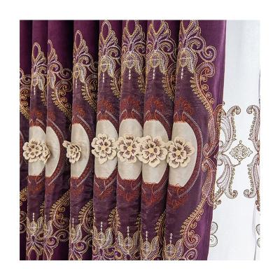 China Wholesale Embroidery Luxury Blackout Curtain Fabrics Commercial Blackout Turkey Design Purple Fabric For Curtains From China for sale