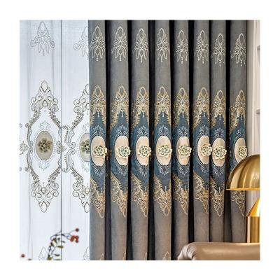 China Wholesale Blackout Velvet Blackout Fabric For Curtains With Luxury Flowers Fabric Sheer Curtains Roll Living Room for sale