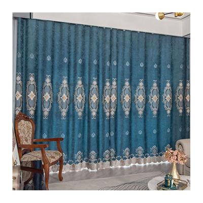 China Wholesale Blackout Chenille Curtain Fabric Pure European Embroidered Grid Turkey Blackout Luxury Fabric For Curtains for sale