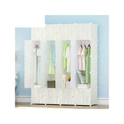 China Contemporary Simple Modern Economic Plastic Cloth Wardrobe Assembly Style Solid Wood Storage Cabinet Double for sale