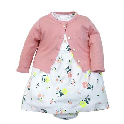 China Anti-wrinkle design heyouj2 cute baby warm dress with coat 100% cotton baby dress set for sale