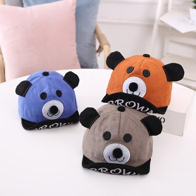 China Character Good Selling Fashion Cartoon Bear Ears Baby Baseball Cap Infant Boys Brim Adjustable Size Hat for sale