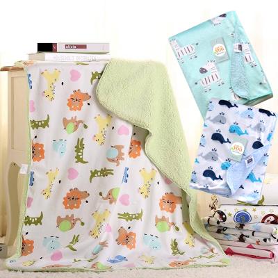 China Hot Sale Guangzhou Portable Double Layers Blanket Fancy Super Soft Colorful Newborn Baby Printed Blanket for sale