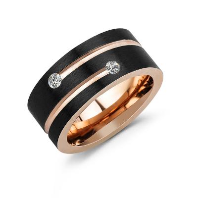 China Hip Hop Rose Gold Plated Stainless Steel Zircon Rings Nickel Free Lead Free Jewelry Best Gift Wear In Party for sale