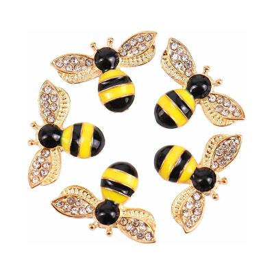 China Kid Cute Environmental Friendly Enamel Bee Pendants With Rhinestone Bee Charms Jewelry Opening For DIY Necklace Bracelet Earrings for sale