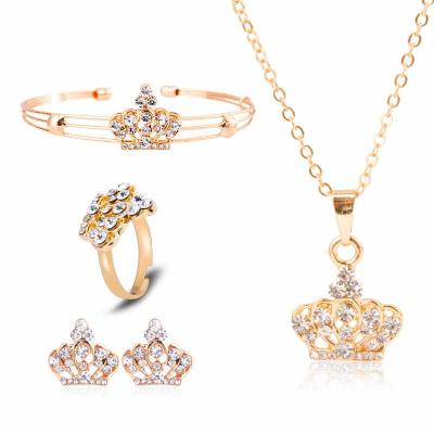 China Do not fade luxury elegant shiny ornament set European and American style exquisite crown jewelry Four-piece jewelry set for sale