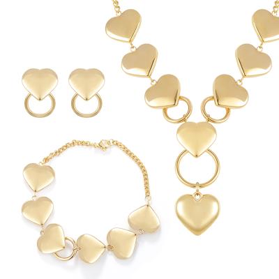 China Do Not Fade Dongguan Chengfen 18K Gold 8 Hearts Necklace Small Sets Jewelry For Summer Girls for sale