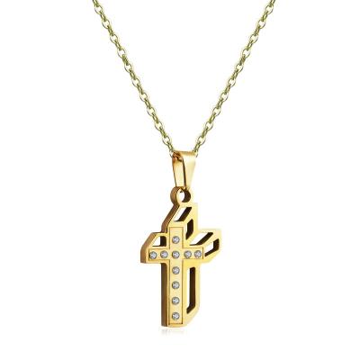 China Allergy Free Cruciform With Bling Bling Rhinestone Allergy Free Stainless Steel Pendant For Women Men for sale