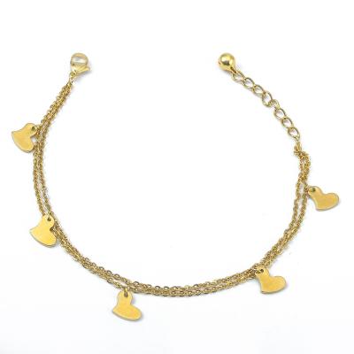 China Cute Bear Jewelry 2021 Summer Gold Heart Shape Barefoot Anklet Foot Sandal Chain Jewelry Gold Anklets for sale