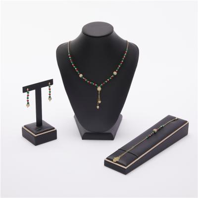 China 2021 March New Fashion Environmental Friendly Design Simple Full Drill Gold Plated Necklace Earrings Elegant Bracelet Ring Jewelry Set Witn Diamond for sale