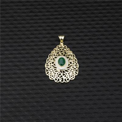 China High quality copper pendant from 2021 Feb. Fashion Environment Friendly Moroccan Jewelry Gold Color Cavity Green Water Drop Stone Wedding Kaftan for sale