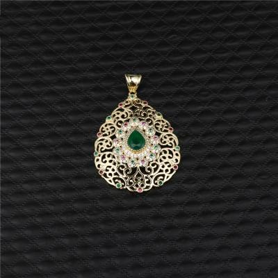 China During trough of 2021 Feb. Gold Environmental Friendly Moroccan Color Wedding Kaftan For Women Fashion Green Stone Jewelry Copper High Quality Pendant for sale