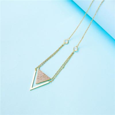 China 2021 Fashion New Design Color Triangle Necklace Women Simple Environmentally Friendly 14k Gold Elegant Gold Wedding Necklace for sale