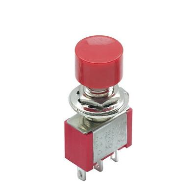 China PA66/PC PS-102 Push Button Switch 6mm Mounting Hole Small 1NO 1NC 3 Pins Copper Terminal Red Green Black for sale