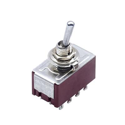 China Industrial IP67 PA66 / PC Sealed DTS-12P Metal Spring Return Inverter 12 Pin On Off Toggle Switch for sale