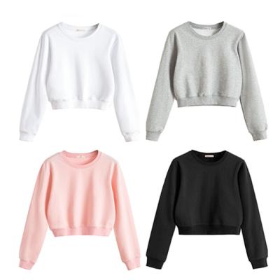 China Breathable Multicolor Loose Cotton Crewneck Crop Hoodies Women Pullover Oversized Sweatshirt for sale