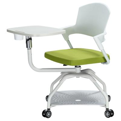 China (Size) Adjustable Swivel Chair Multifunctional Student School Training Chair With Writing Table Pad School Chair for sale