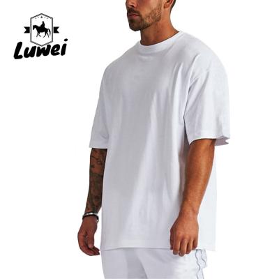 China Anti-Wrinkle Solid Color Drop Shoulder Graphic Tee Knit 95% Cotton O-Neck Blank T-Shirt Fitted Heavy T-Shirts For Men for sale