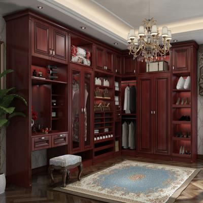 China Foshan Villa Redwood Custom Home Wardrobes (Size) Adjustable Classic Solid Wood Wardrobe Design for Bedrooms for sale