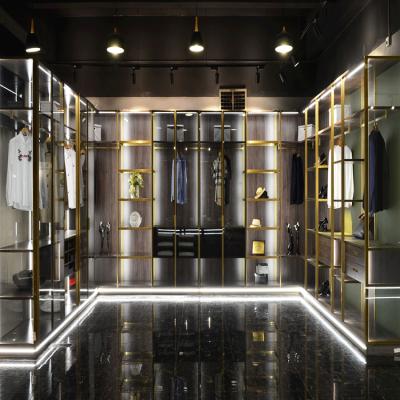 China (Size)Adjustable Modern Aluminum Walk In Cabinets Furniture Design Luxury Metal Aluminum Wardrobe Closet System With Led Light for sale