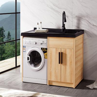 China Environmental Friendly Modern Storage Cabinets Designs Custom Home Laundry Hotel Small Bathroom Sink Cabinet With Washing Machine for sale