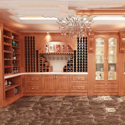 China Foshan Factory Adjustable Solid Wood Cabinets Corner Furniture Custom Solid Wood Red Wine (Other) Luxury Antique Display Cabinet for sale