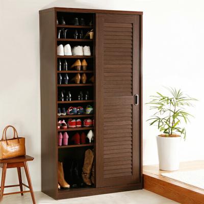 China (Other) Modern Shoe Storage Sliding Door Shoe Shelf Cabinets Furniture Design Walnut Adjustable Wooden Walnut Wardrobe for sale