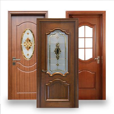 China Modern Design Half Glass Wood Interior Bedroom Sound Insulation Door Wooden Doors With Frosted Glass Inserts for sale