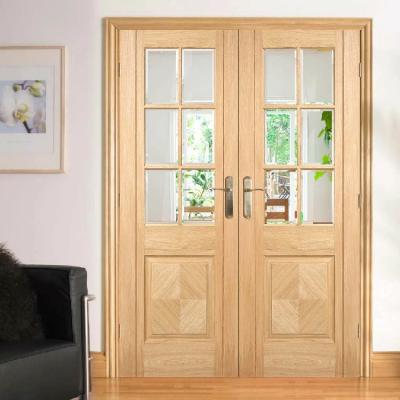 China Modern Sound Insulation Wooden Doors Design Home Office Style Glass Solid Wood Door Interior French Half for sale