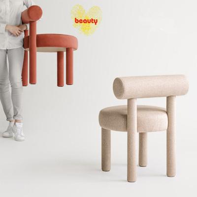 China 2021Modern Design Nordic Living Room Furniture Round Relaxer Chair Customized Khaki Cotton Fabric Home Dining Chair for sale