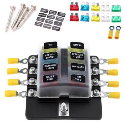 China Can be installed on cars 1 to 8 fuse box with Multi-way fuse box bracket insert fuse LED indicator screw base terminal type for sale