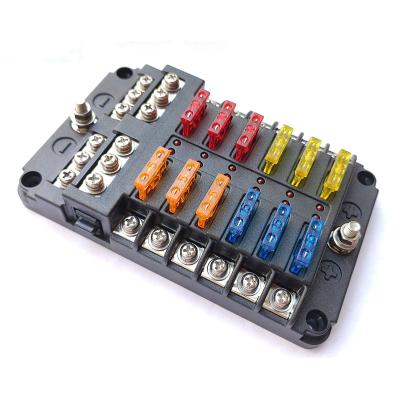 China Can be installed on 12 way RV car yacht car fuse box with bus negative blade fuse holder with LED indication for sale