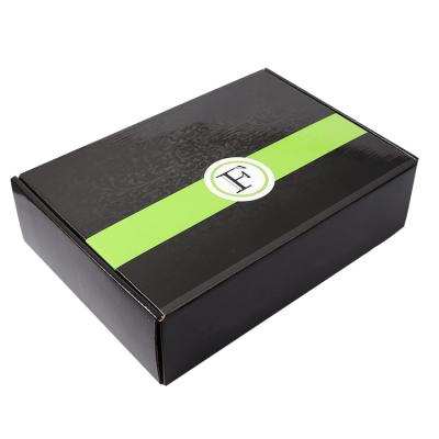 China Custom Recyclable Matte Black Corrugated Shoes Packaging Box Paper Packaging Mailer Box for sale