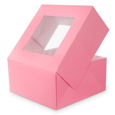 China Custom Recyclable Take Away Paper Boxes Cake Boxes With PVC Window For Cupcake And Bakery Packaging for sale