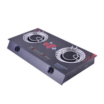 China Best Selling Hotel Fashion 2 Burner Cooking Tempered Glass Gas Cooker Stove for sale