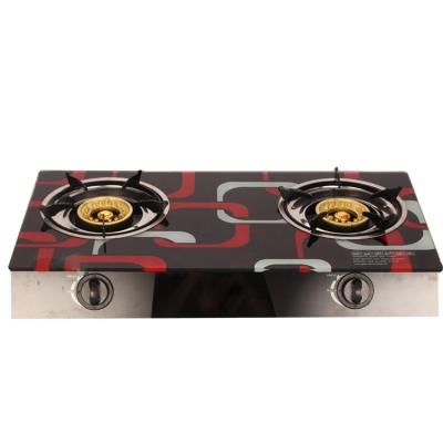 China Hotel Wholesale Price Tempered Glass 2 Burner Stoves Range Gas Cooker Home Cooktops for sale